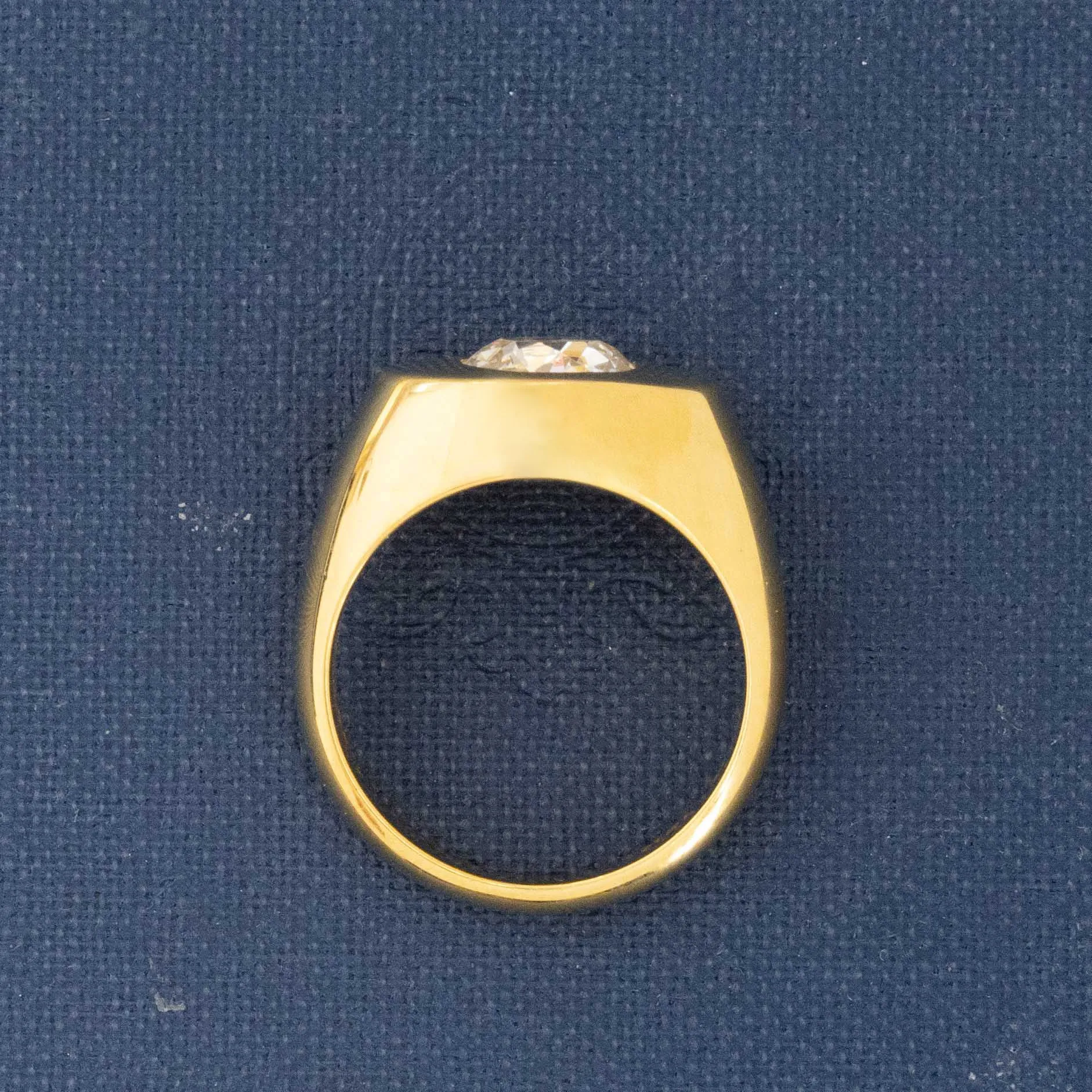 1.29ct Old Mine Cut Diamond Chunky Bezel Ring