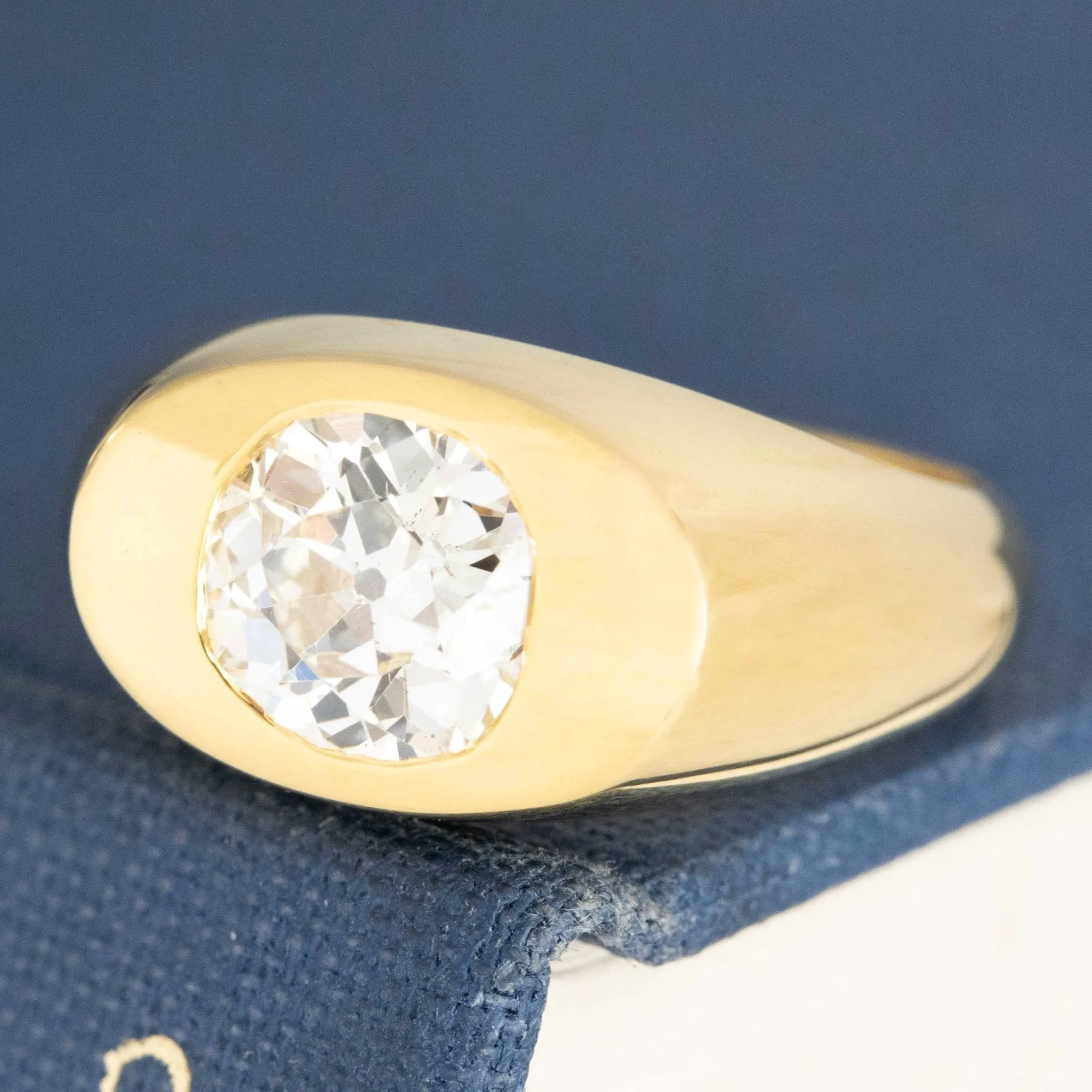 1.29ct Old Mine Cut Diamond Chunky Bezel Ring
