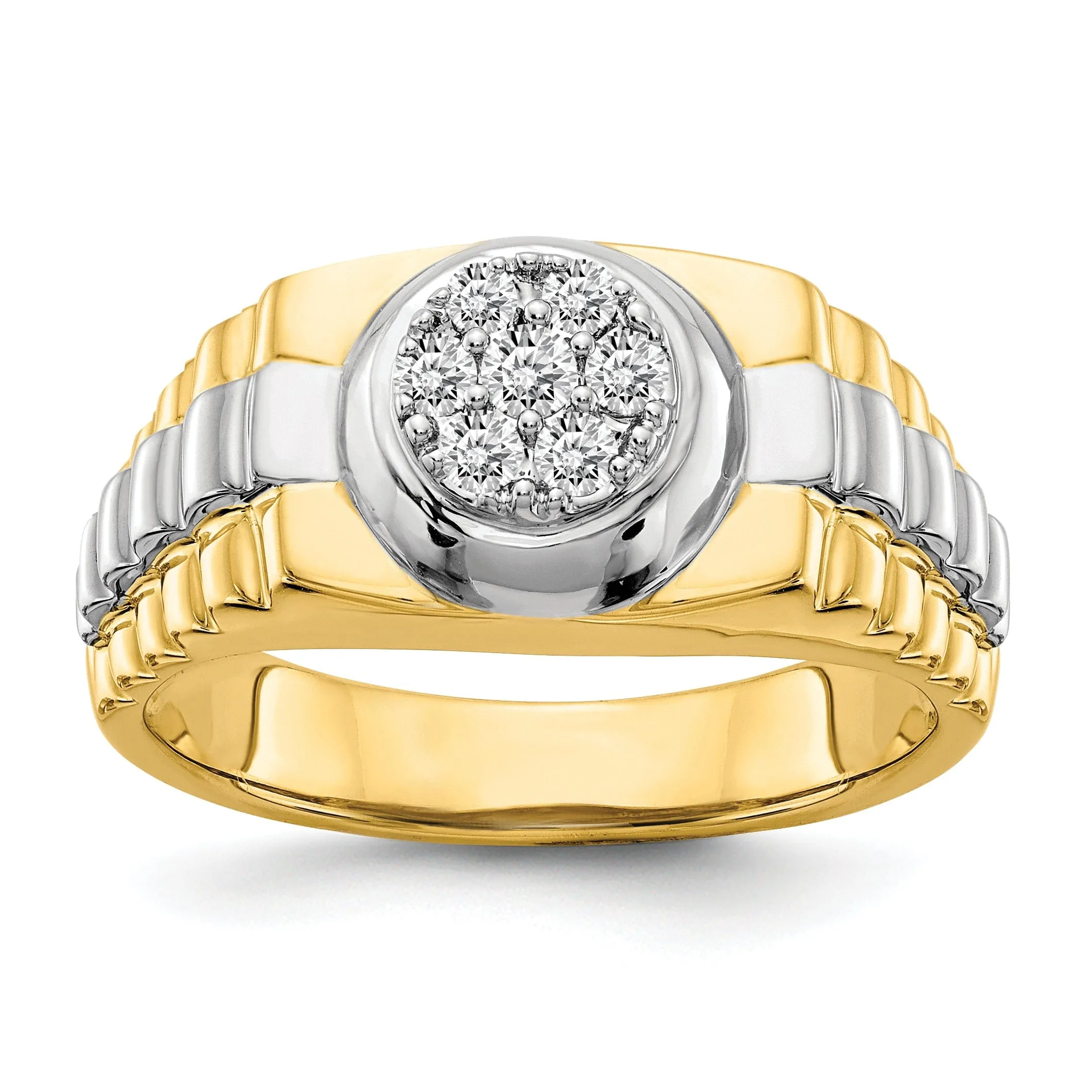 14k Two-tone Gold Casted Men's Diamond Ring