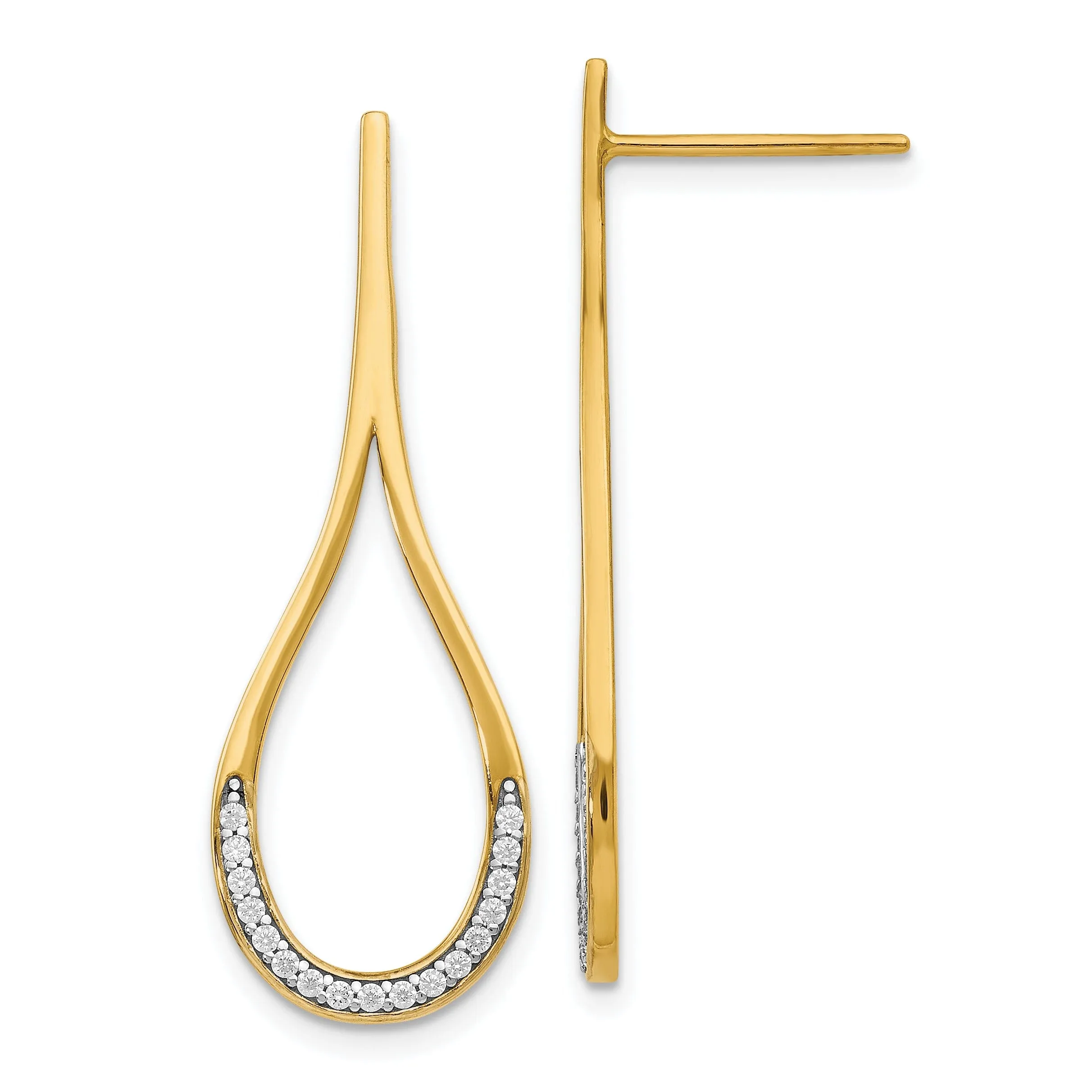 14k Two Tone Gold  C.Z Earrings