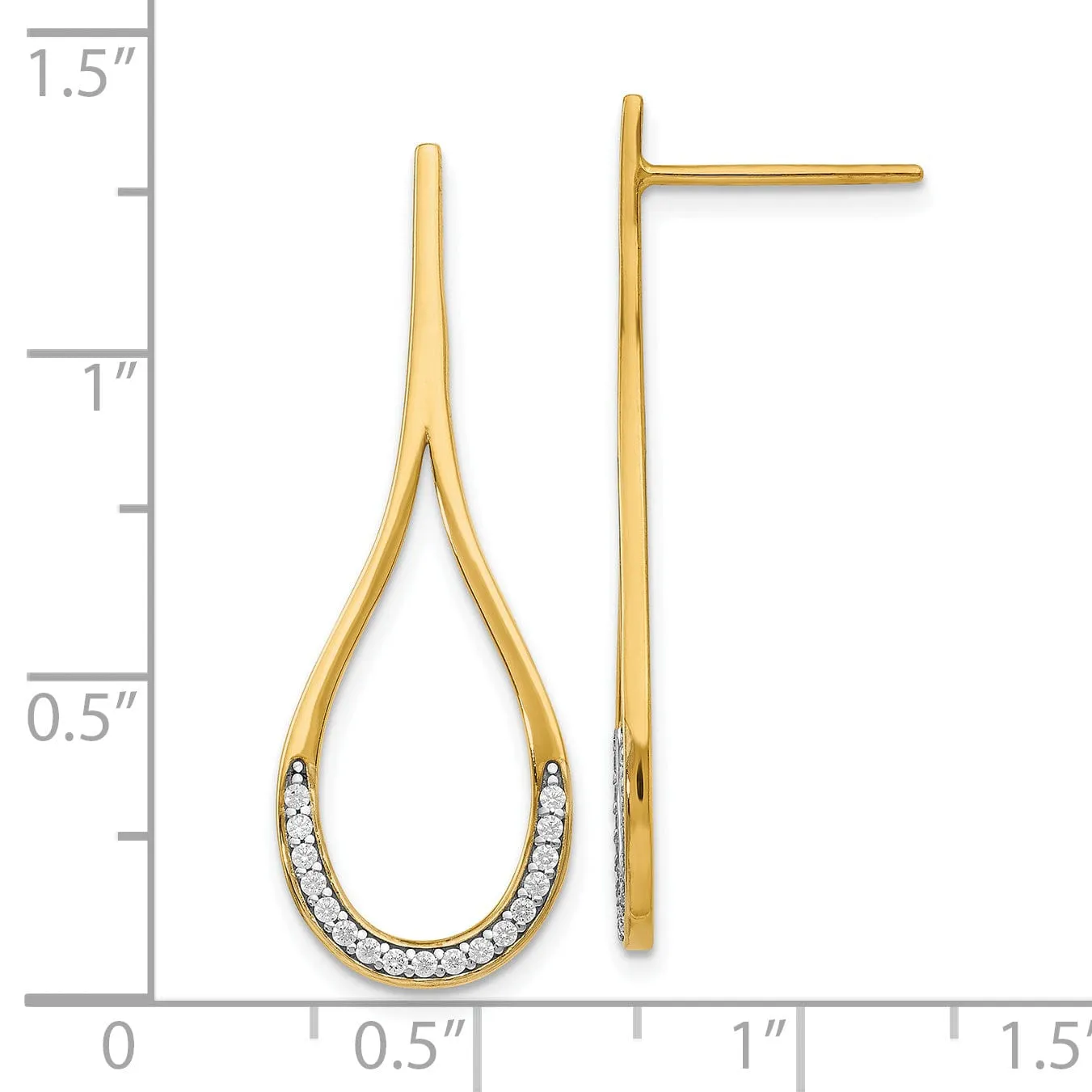 14k Two Tone Gold  C.Z Earrings