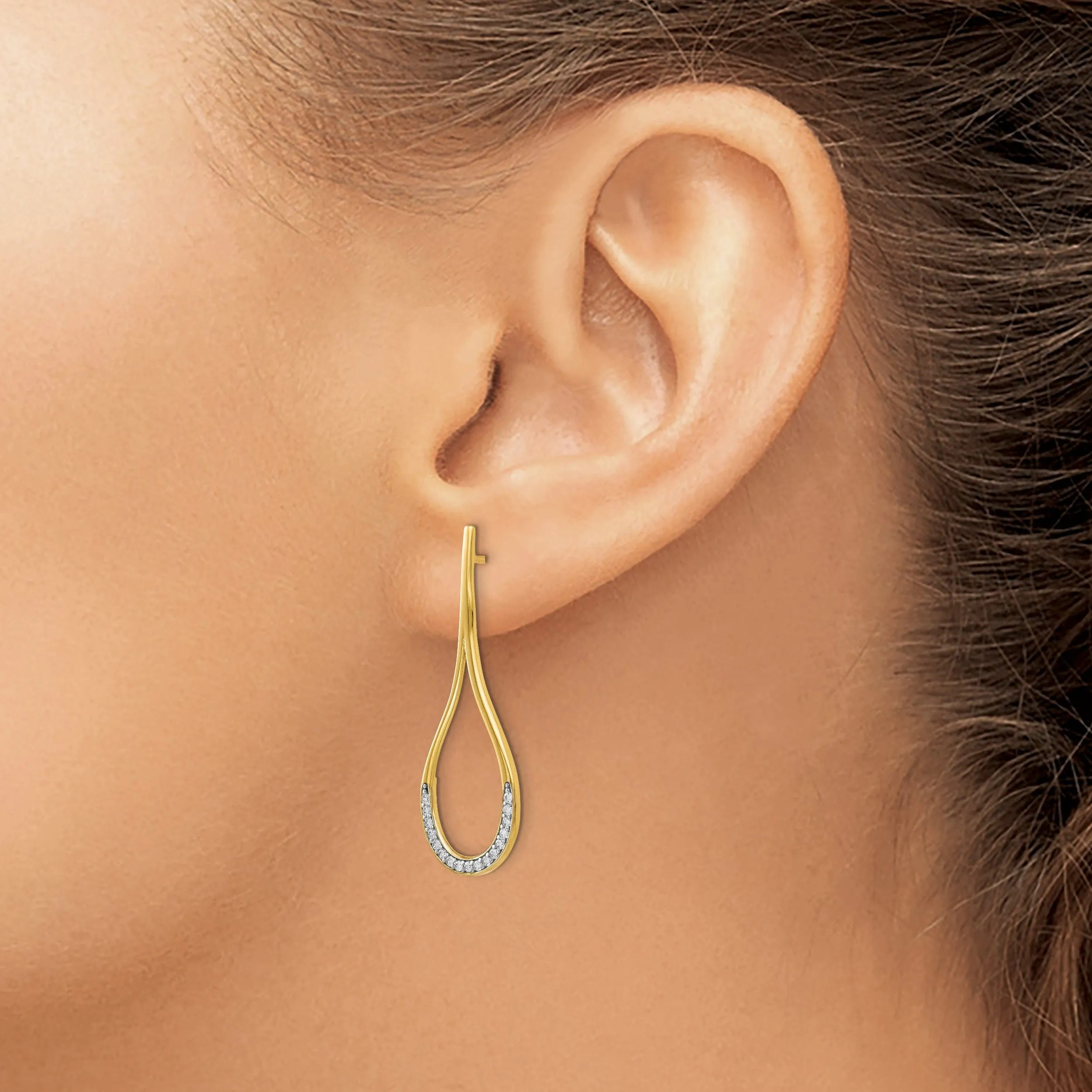 14k Two Tone Gold  C.Z Earrings