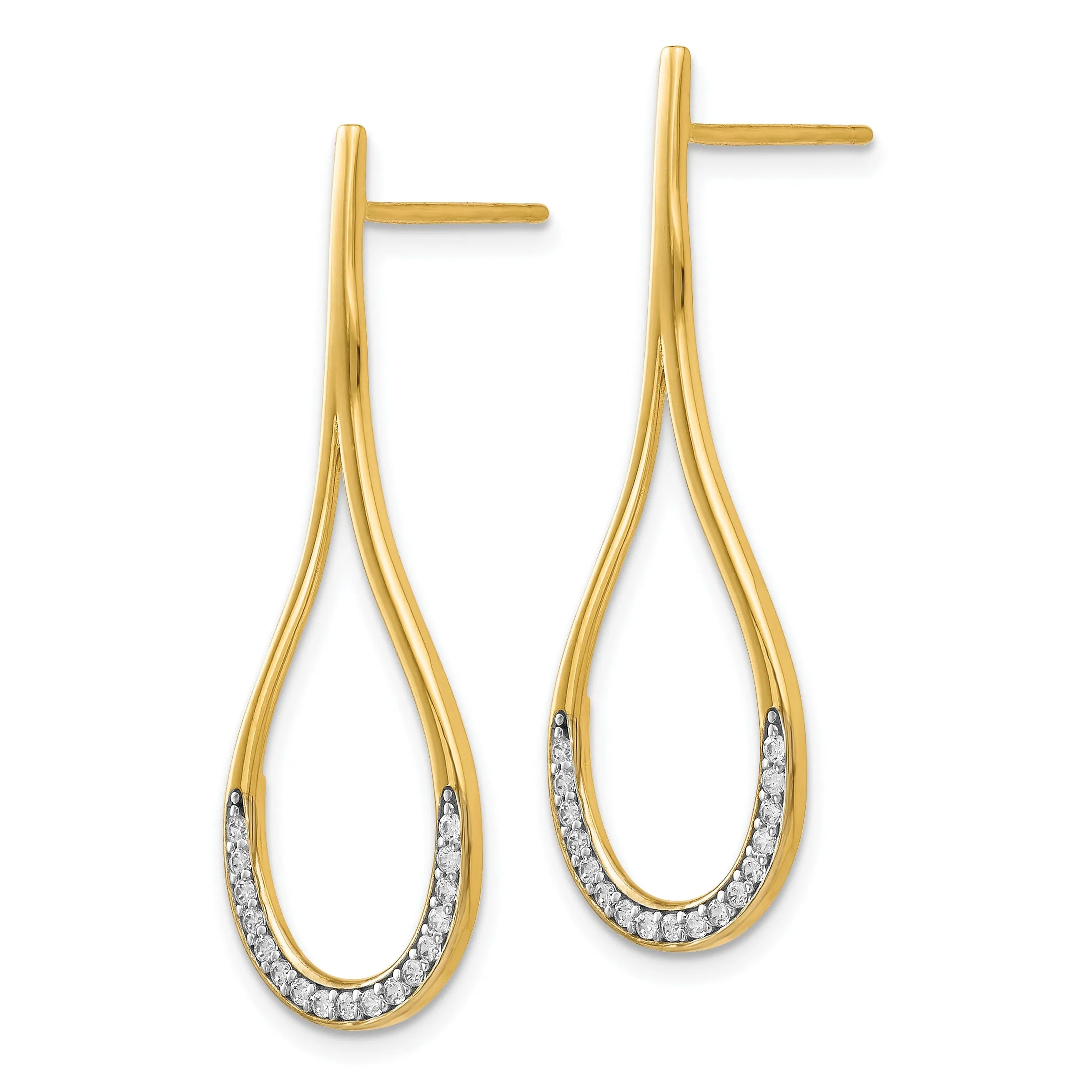 14k Two Tone Gold  C.Z Earrings