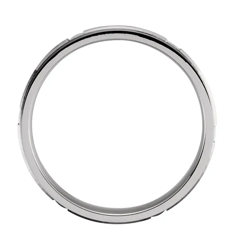 14k Two-Tone Gold Grooved Wedding Band - 6mm width