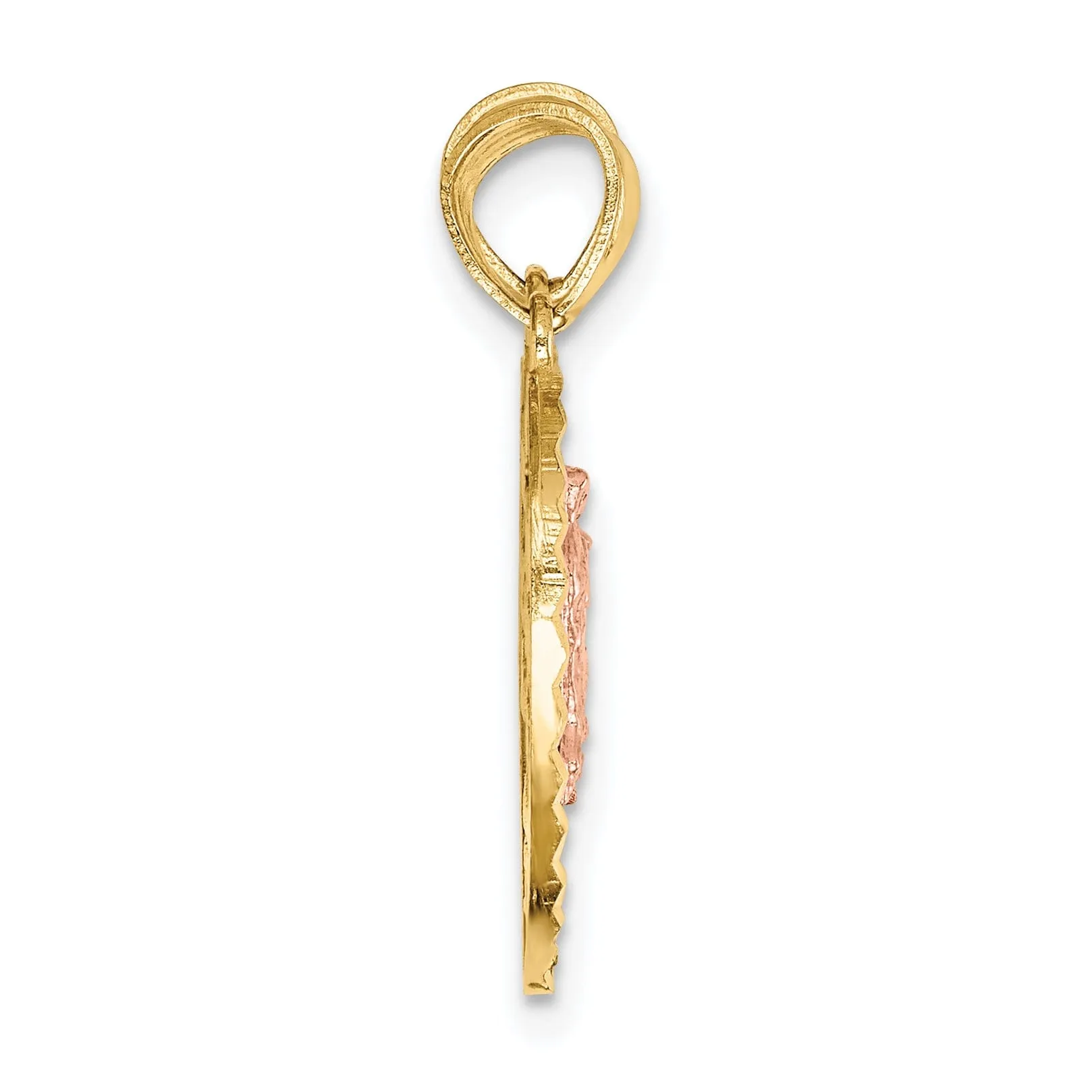 14K Two-tone Gold Reversible Lady of GuadalupeandCrucifix Breakapart Pendant