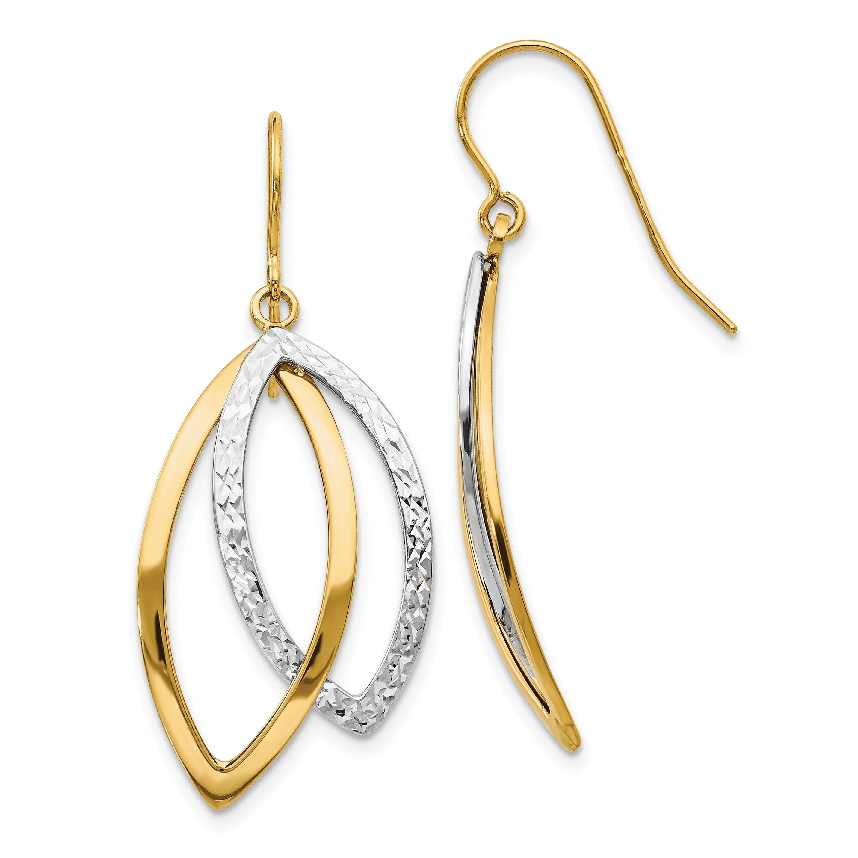14k Two tone Shepherd Hook Earrings
