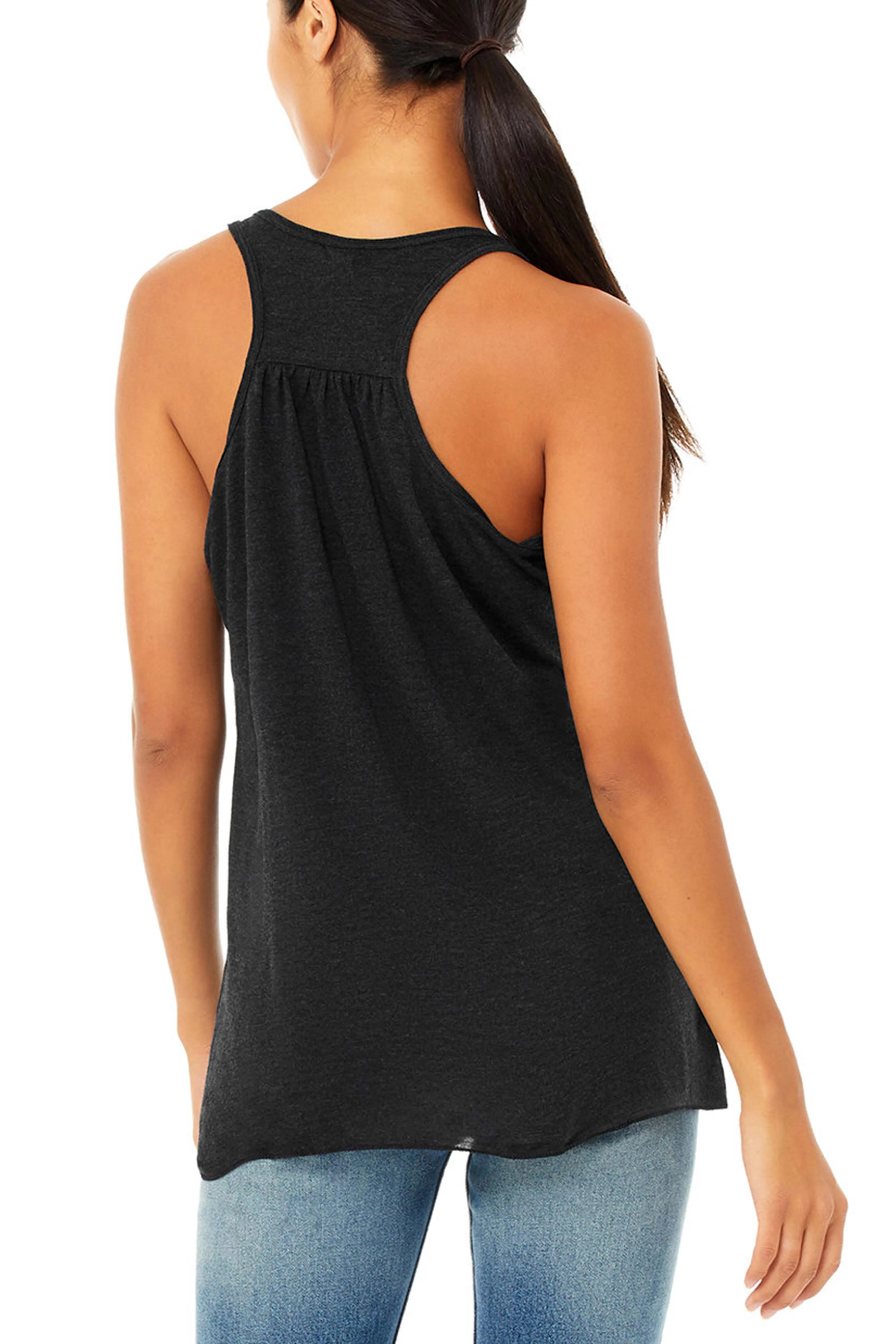 3018 - Women's Pittsburgh Bridge Gathered Back Tank - Heather Black