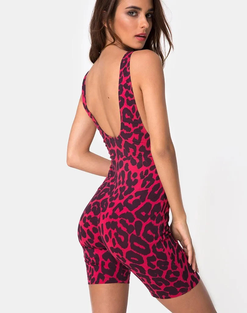 Acro Unitard in Oversize Jaguar Red