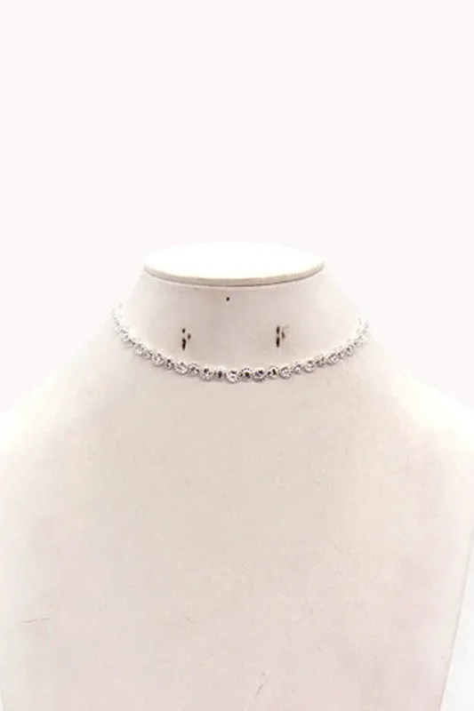 ANGELIC ROUND CUT RHINESTONE CHOKER NECKLACE