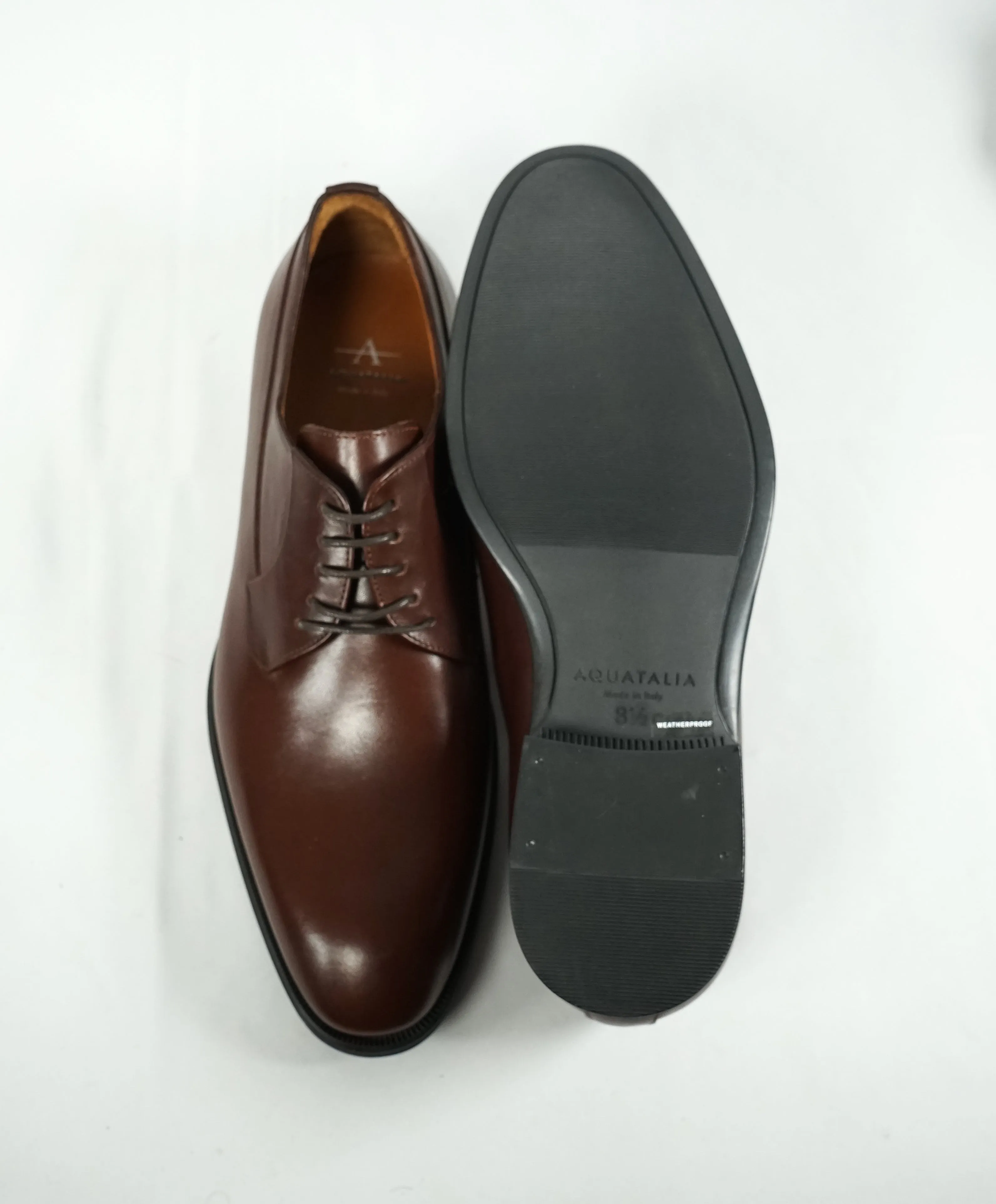 AQUATALIA - "Decker" Brown Leather Derby Oxfords - 8.5