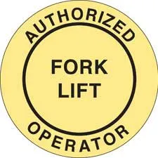 AUTHORIZED OPERATOR FORK LIFT Hard Hat Labels