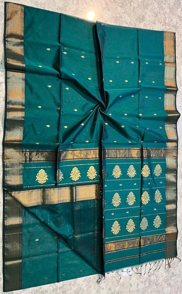Beautiful Maheshwari Silk Saree in green