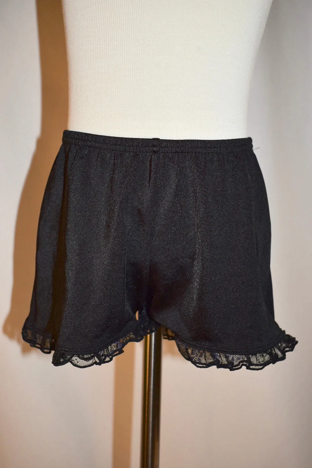 Black Dance Shorts with Lace Trim