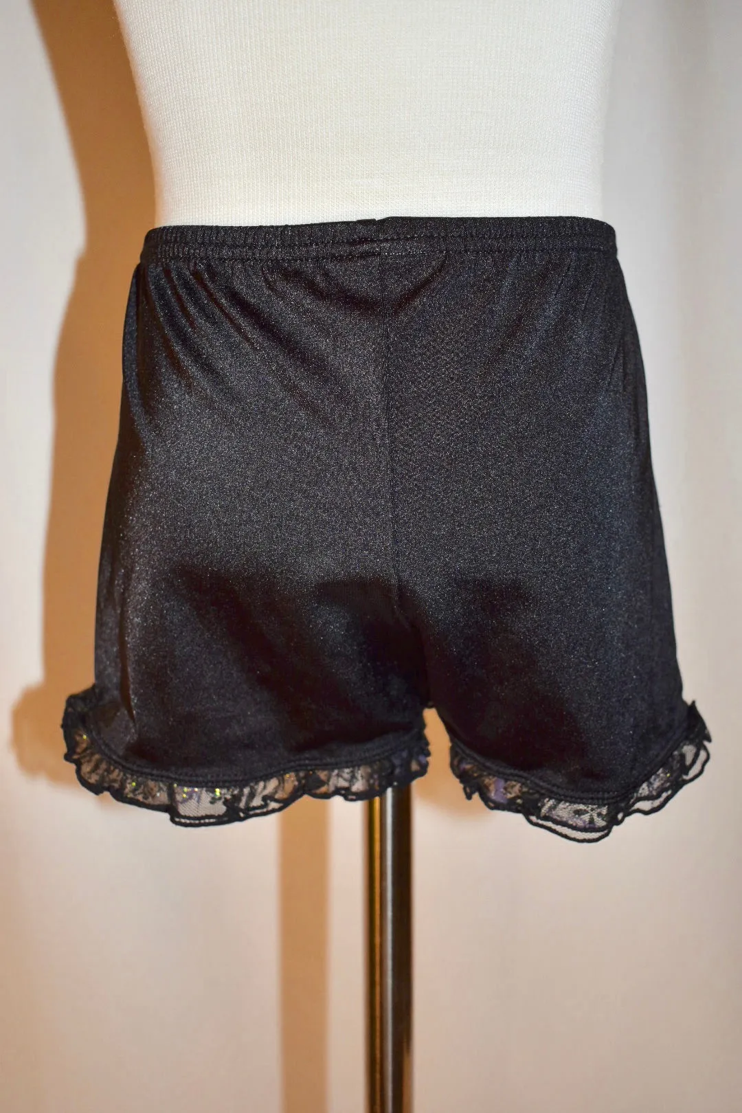 Black Dance Shorts with Lace Trim