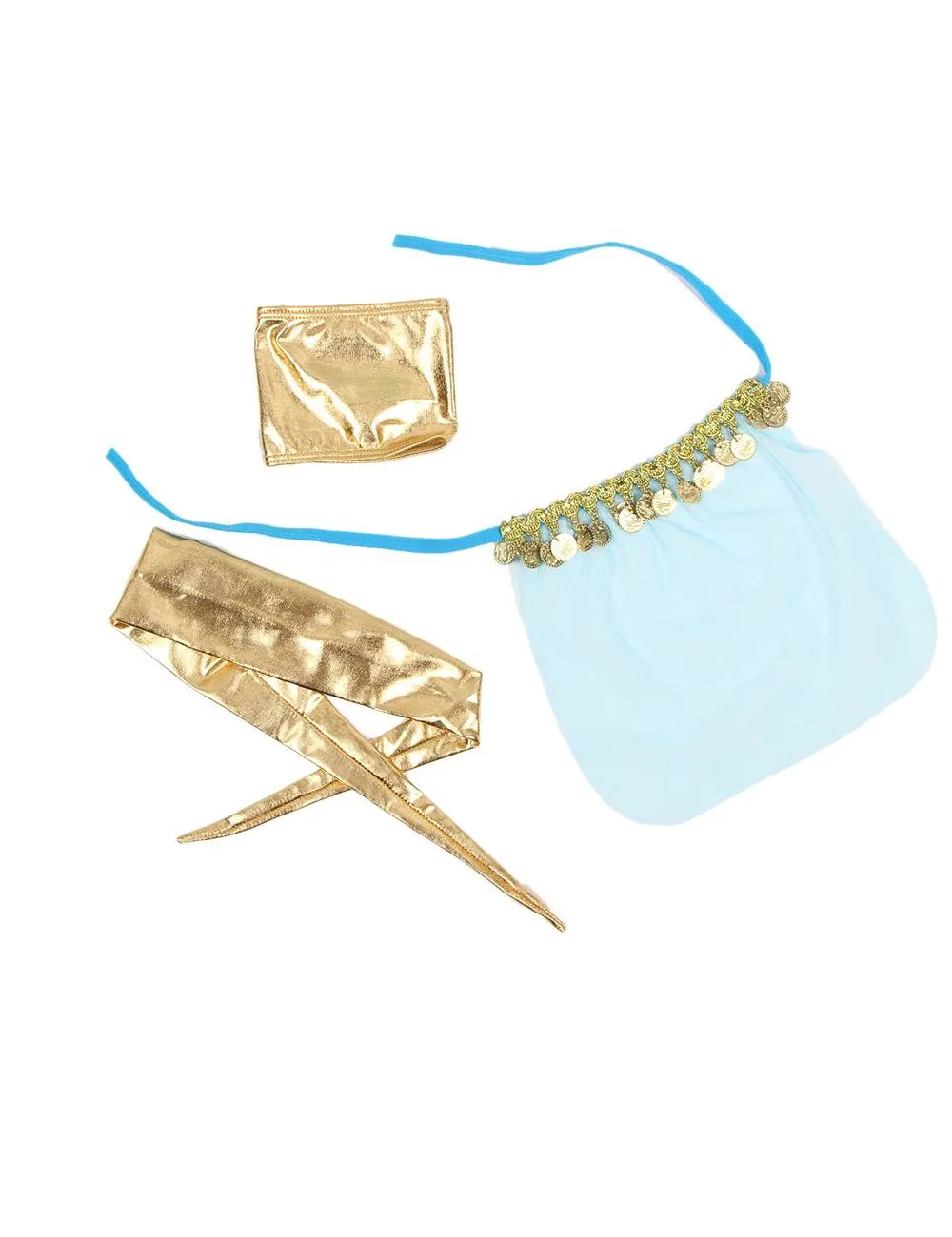 Blue India Style Sexy Bralette Lingerie Egypt Set With Golden Paillette