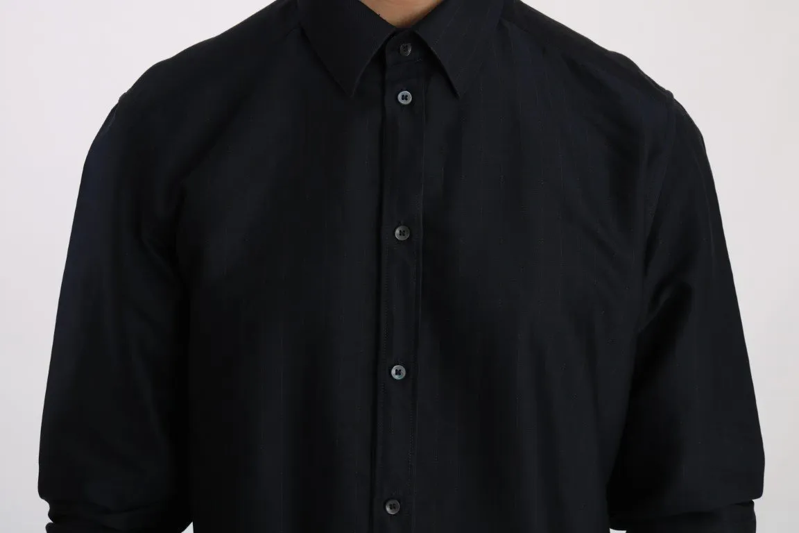 Blue Striped Cotton GOLD Slim Shirt
