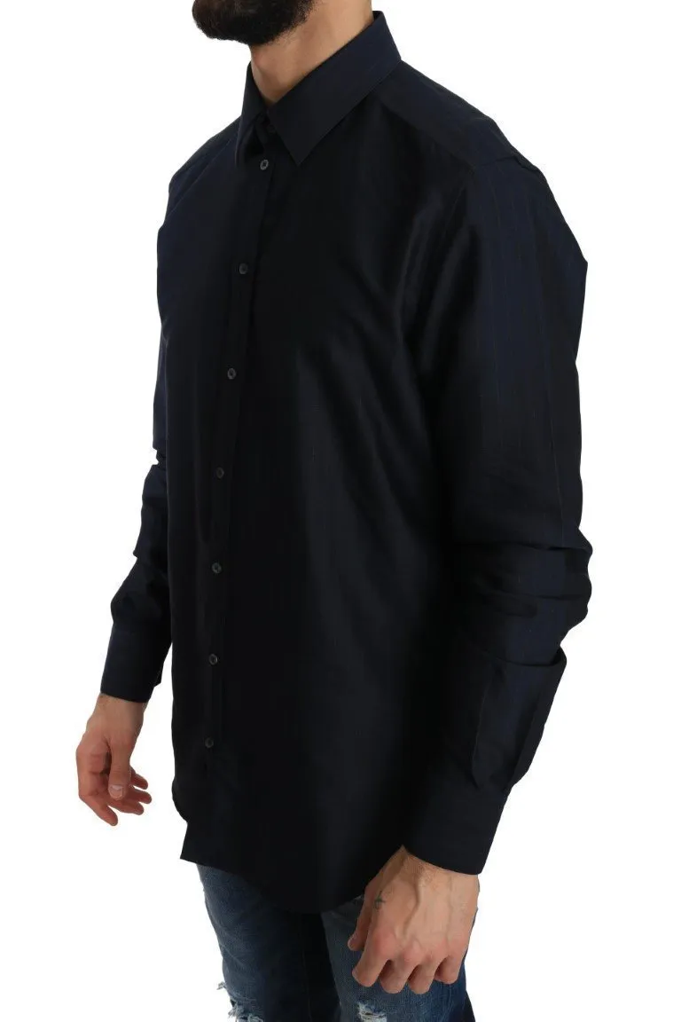 Blue Striped Cotton GOLD Slim Shirt
