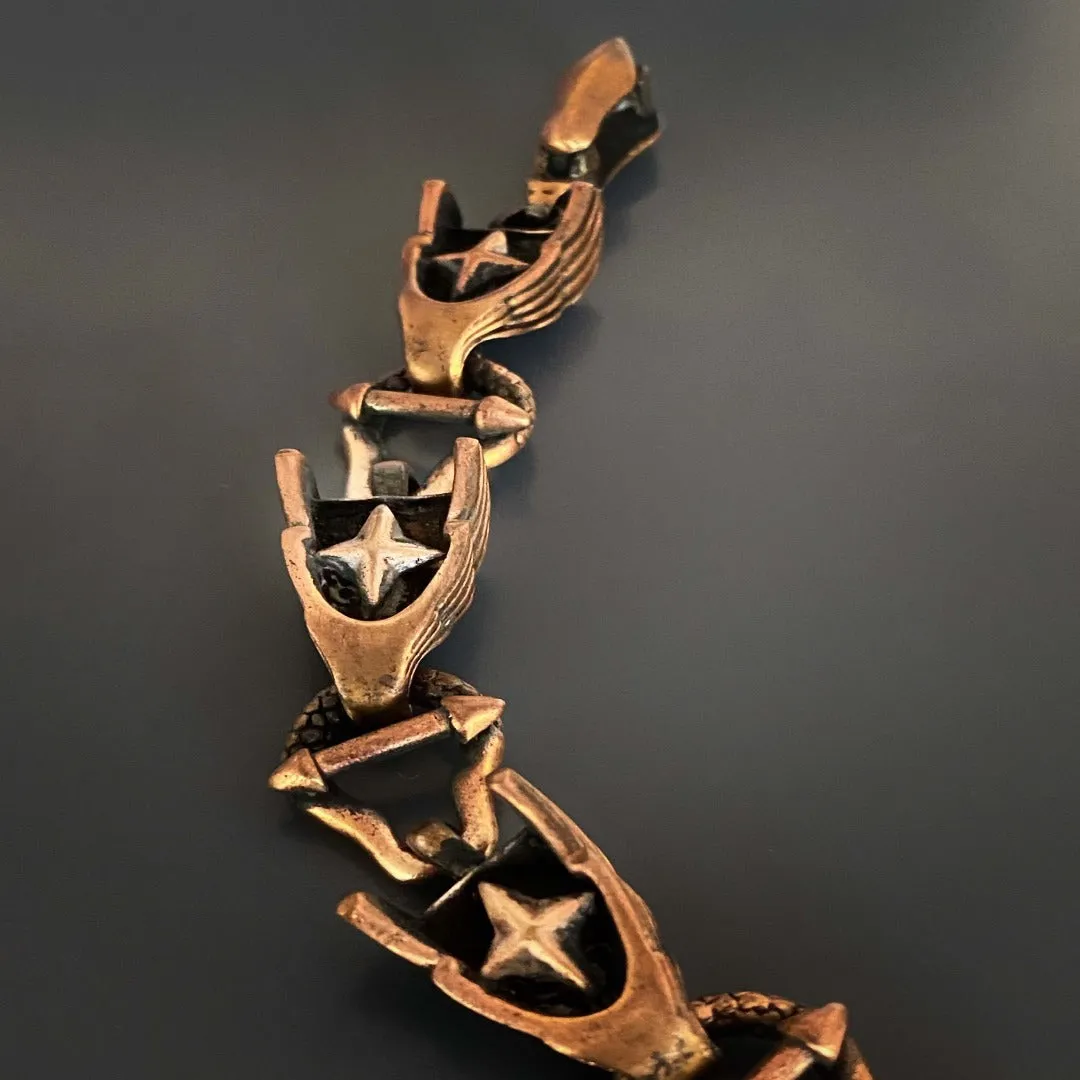 Bold Chain Wings Design Bronze Men Small Bracelet