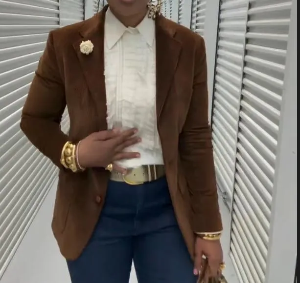 Brown floral formal & casual blazer