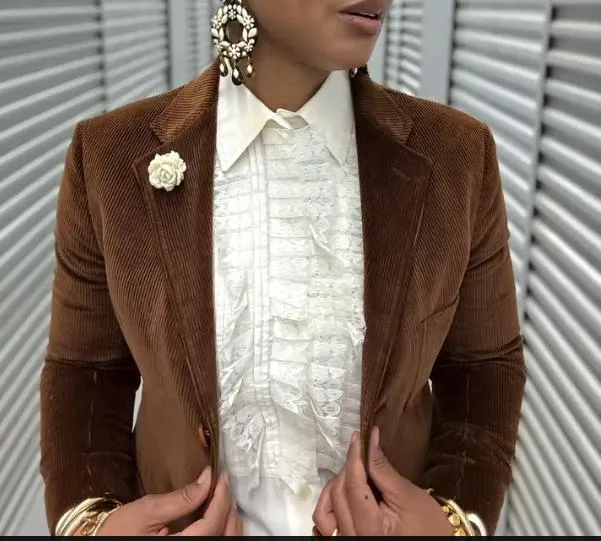 Brown floral formal & casual blazer