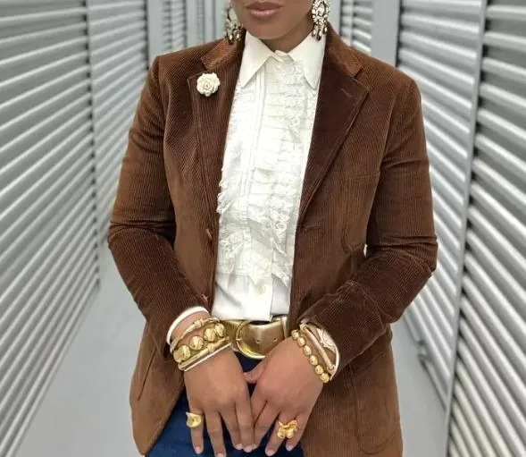 Brown floral formal & casual blazer