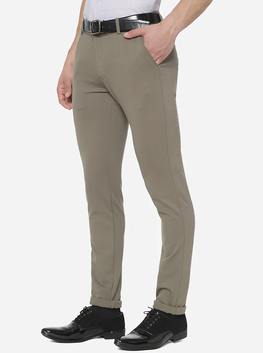 Brown Solid Slim Fit Club Wear Trouser | JB Studio