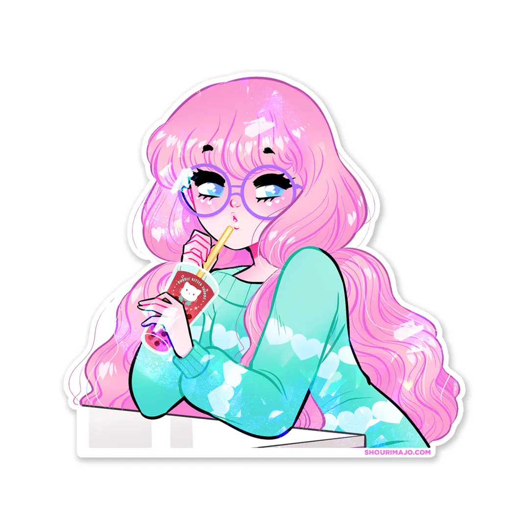 Bubbles at Bubble Kittea Shoppe Sparkly Sticker