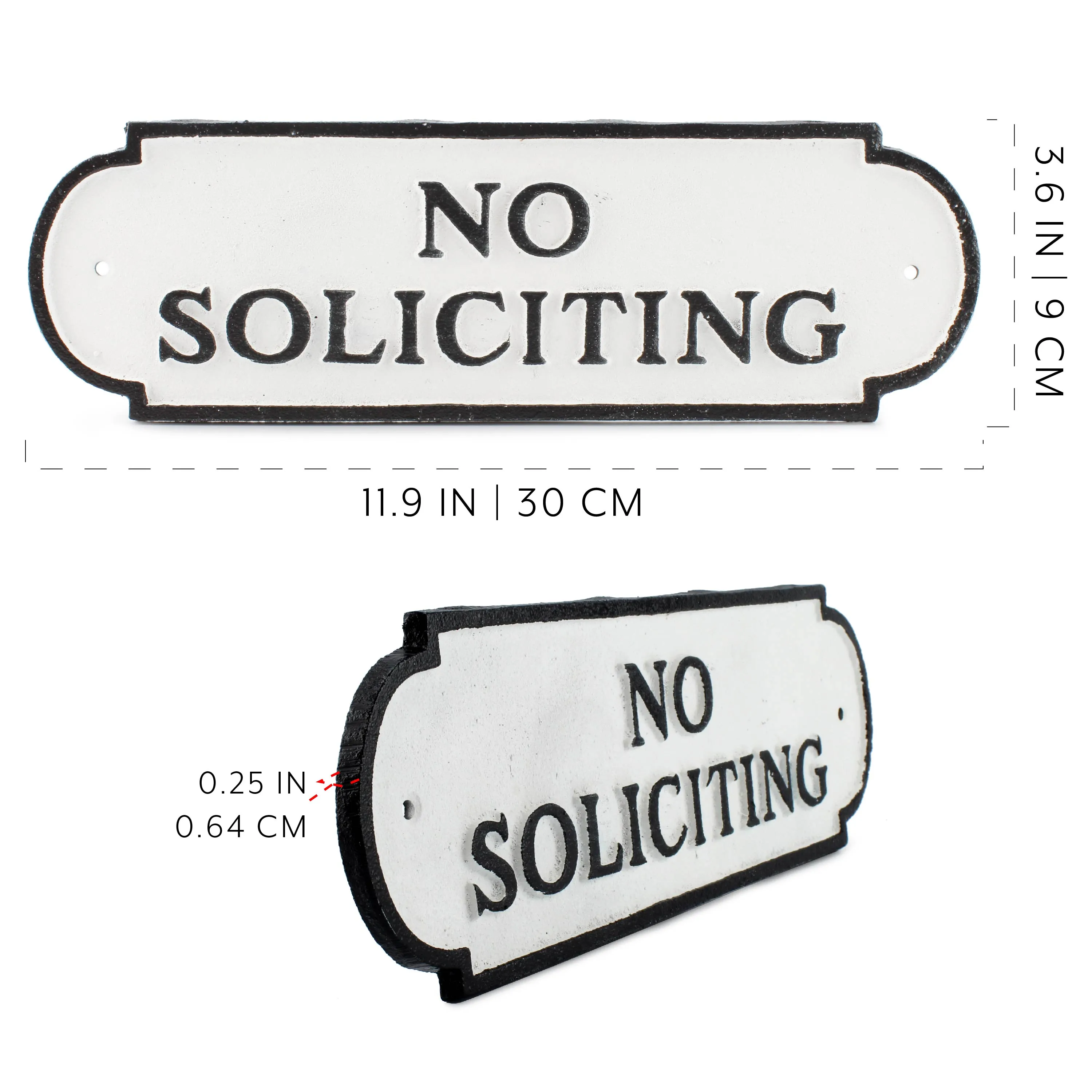 Cast Iron No Soliciting Sign; Rustic Farmhouse Metal Plaque (Case of 12)