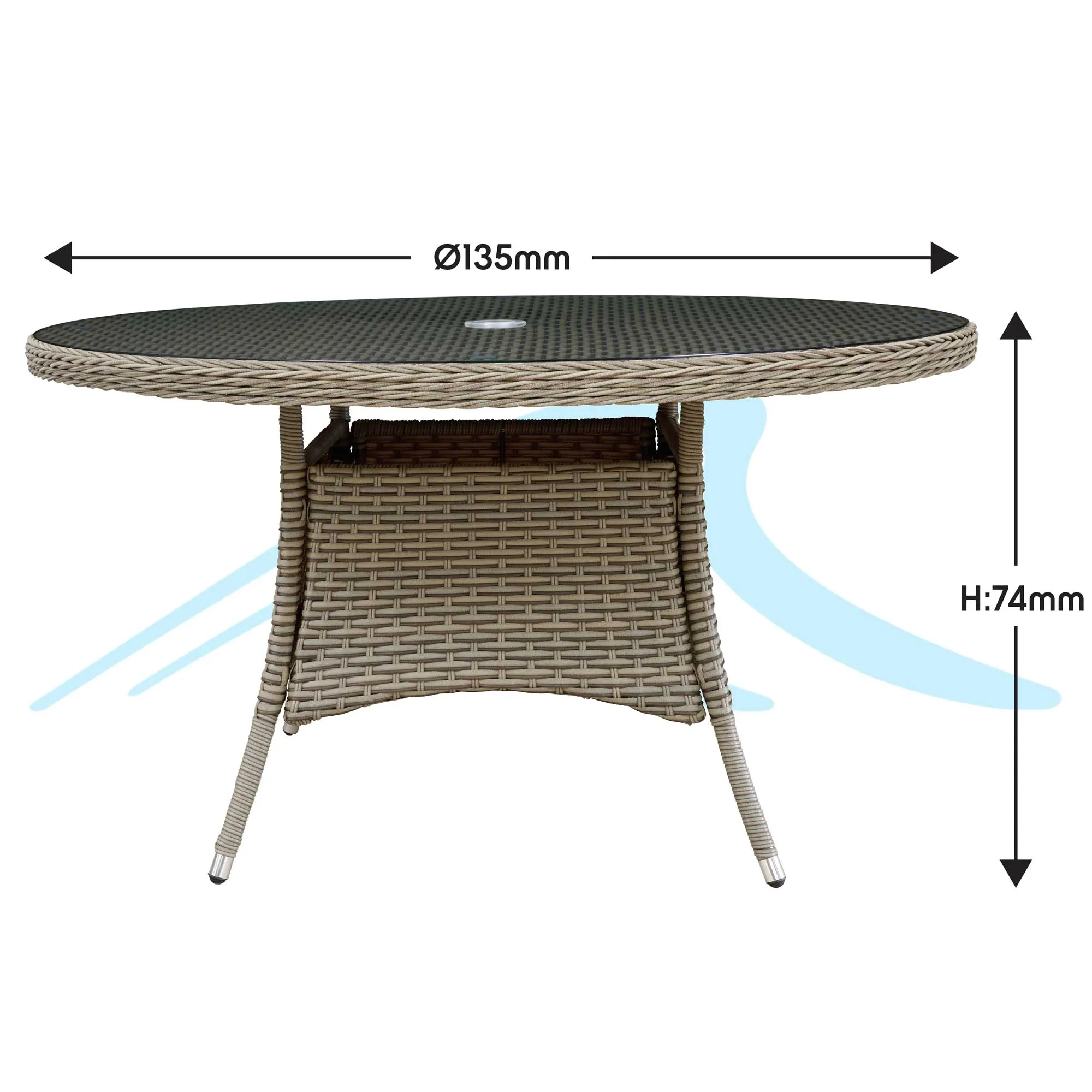 Chester Rattan Wicker Outdoor Dining Table with Tempered Glass Top - DG67