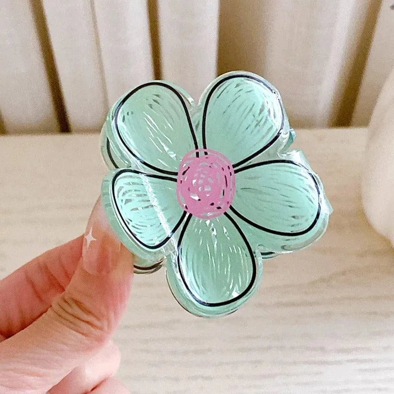 Chic Colorful Hand-drawn Painting Flower Hair Claw Clip