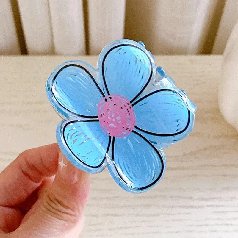 Chic Colorful Hand-drawn Painting Flower Hair Claw Clip