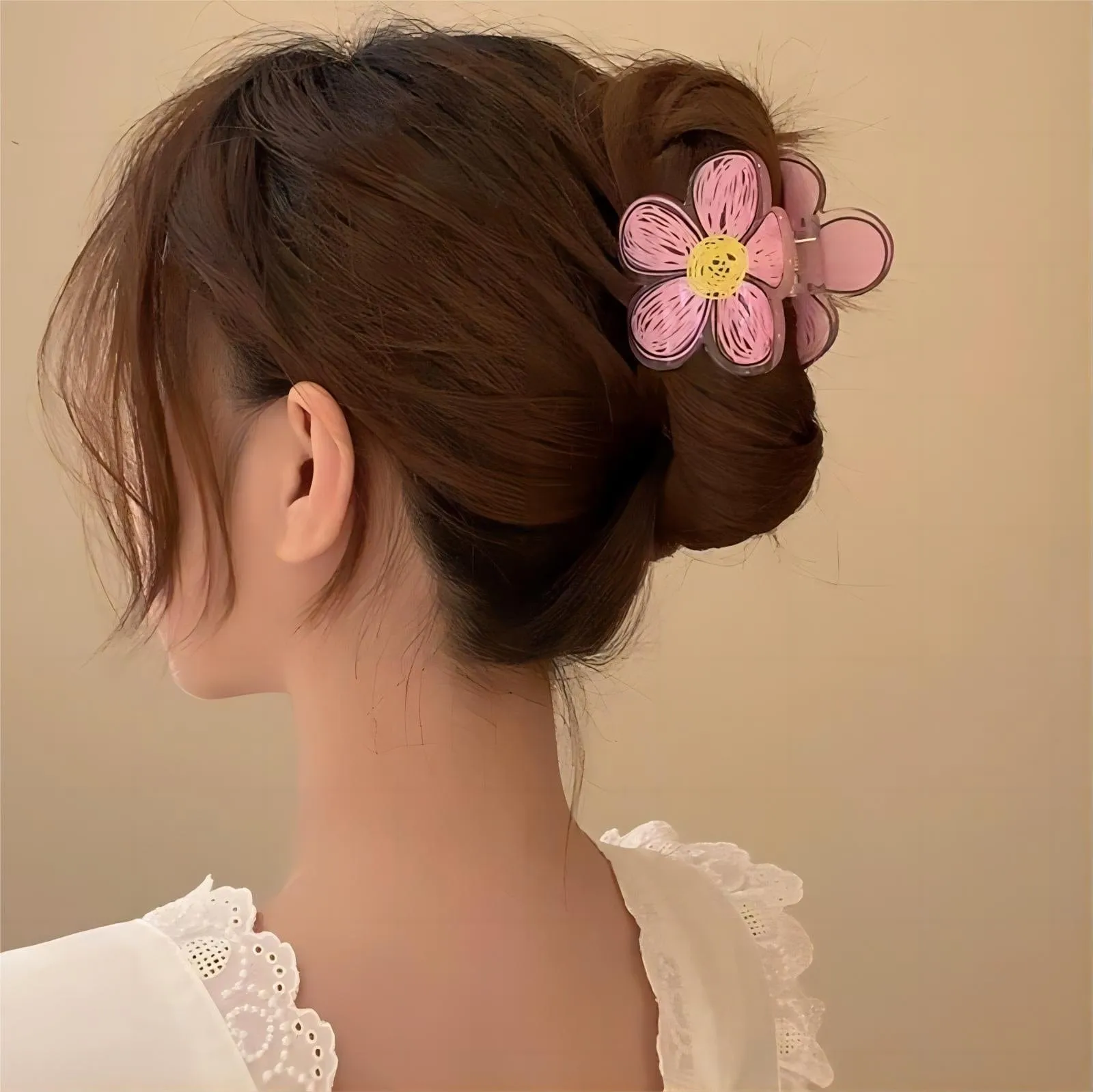Chic Colorful Hand-drawn Painting Flower Hair Claw Clip
