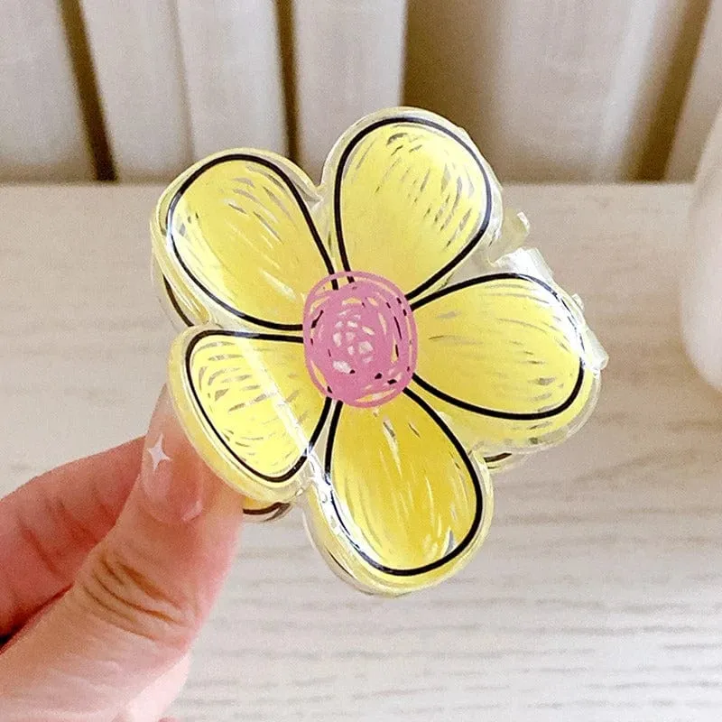 Chic Colorful Hand-drawn Painting Flower Hair Claw Clip