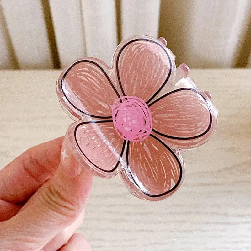 Chic Colorful Hand-drawn Painting Flower Hair Claw Clip