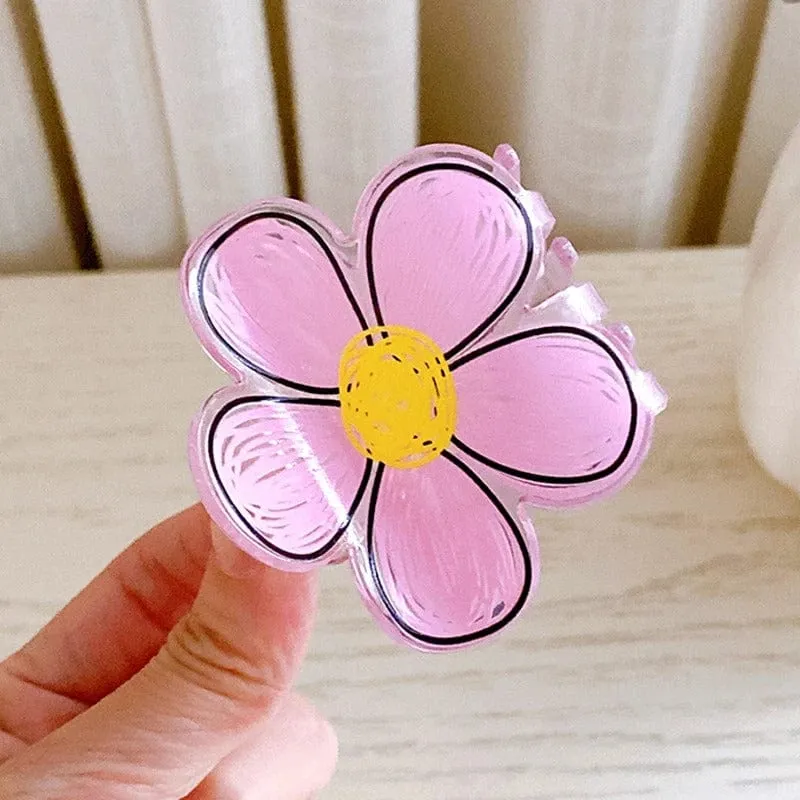Chic Colorful Hand-drawn Painting Flower Hair Claw Clip