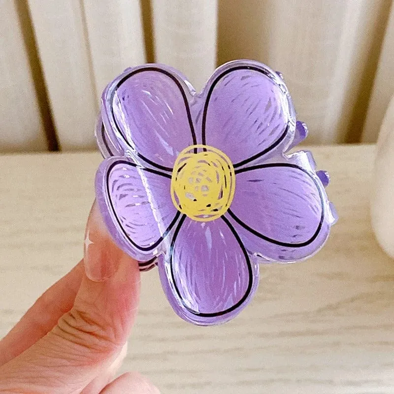 Chic Colorful Hand-drawn Painting Flower Hair Claw Clip
