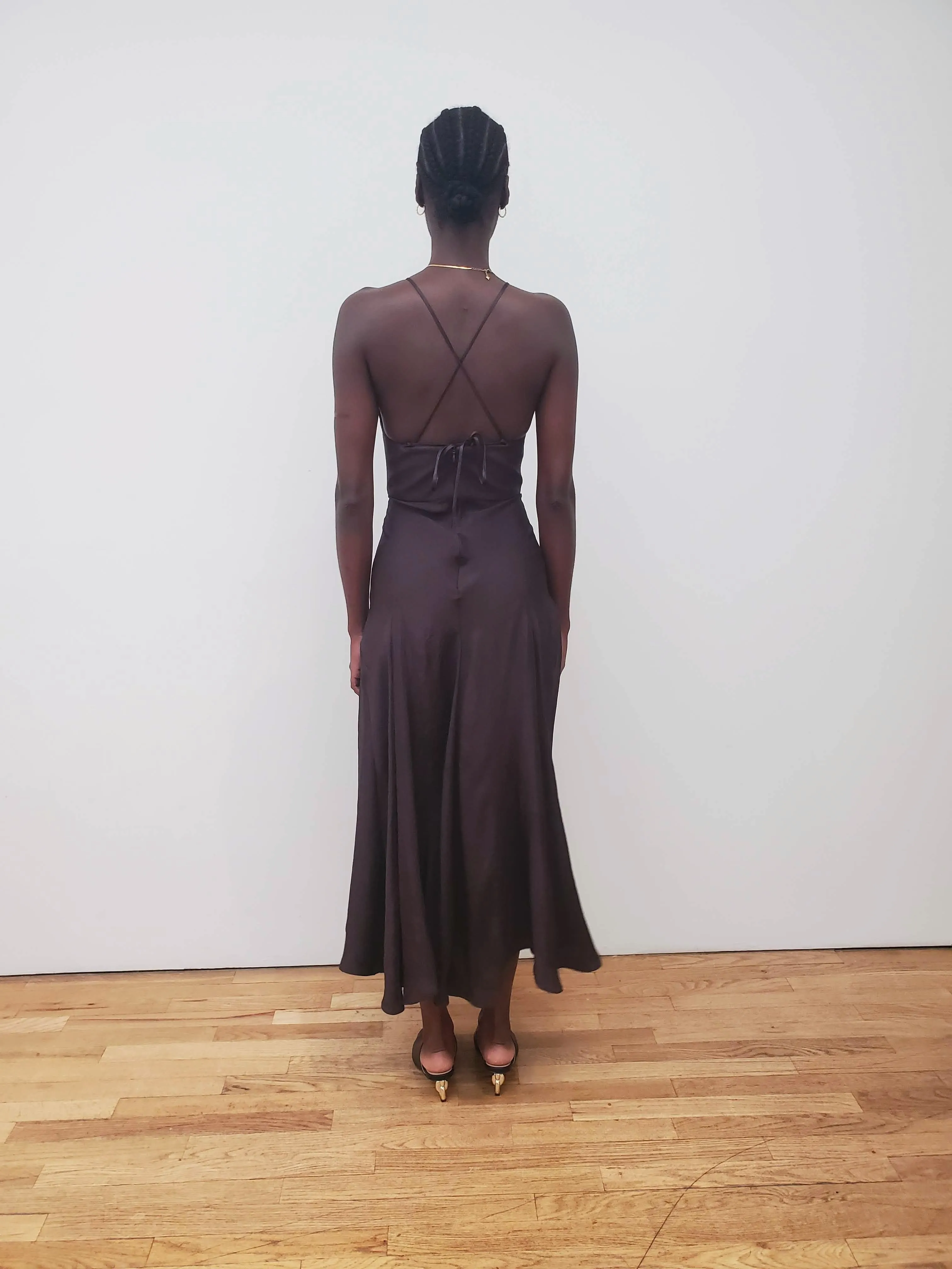 Crossback Maxi Bias Dress - Raisin