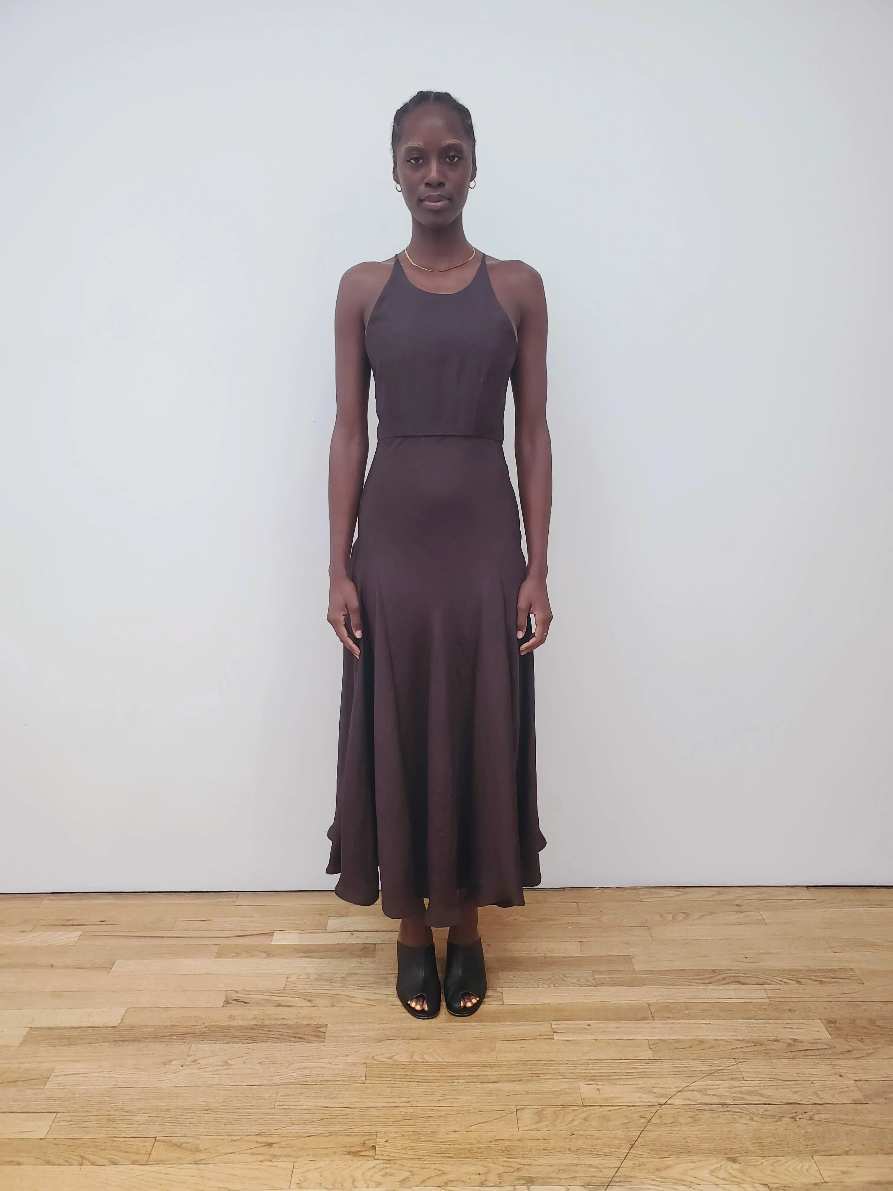Crossback Maxi Bias Dress - Raisin