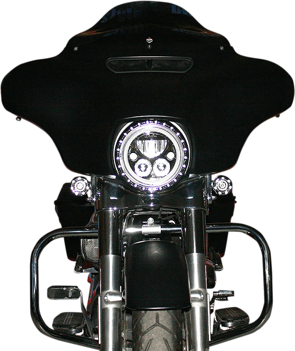 Custom Dynamics CDTB-BAT-W-14-C 7in. LED Halo Headlight Trim Rings with Built-In Turn Signals - Chrome/White