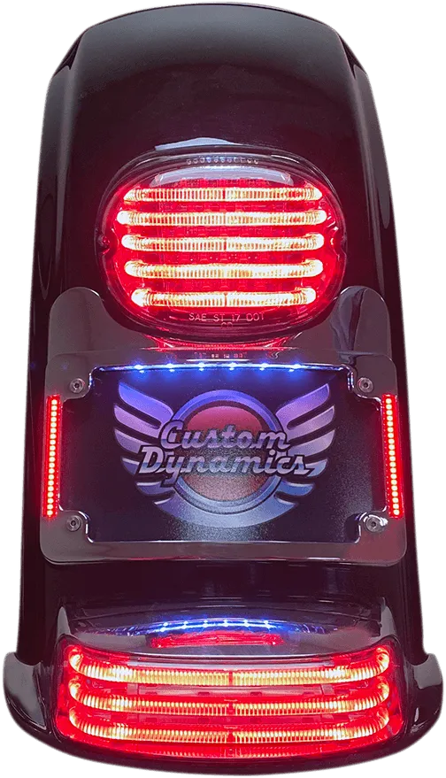 Custom Dynamics TS-ELIM-06HW-C Turn Signal Eliminator with Tri-Radius Iluminated Plate Frame - Chrome