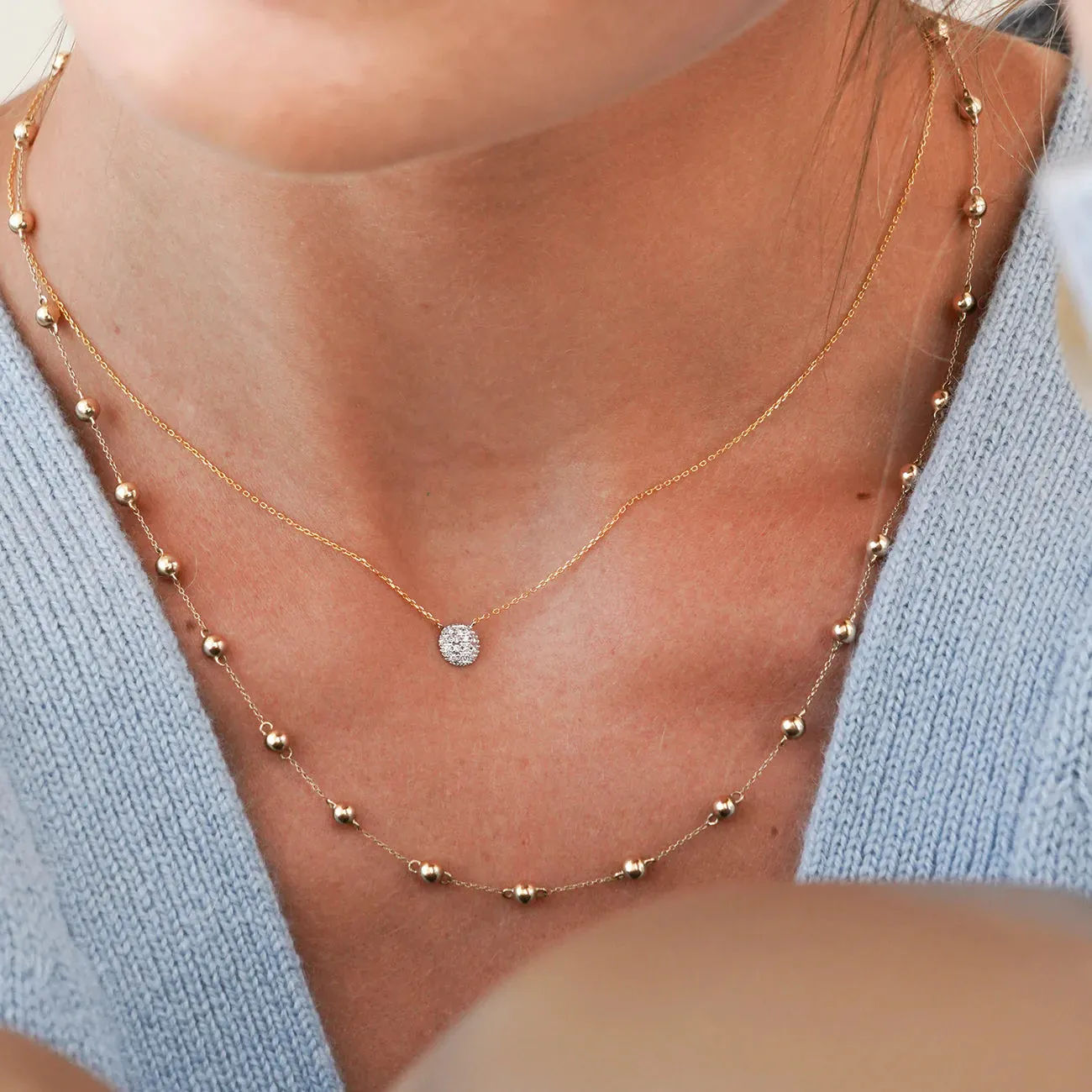 Dana Rebecca Lauren Joy Mini Round Disc Pendant - White Gold