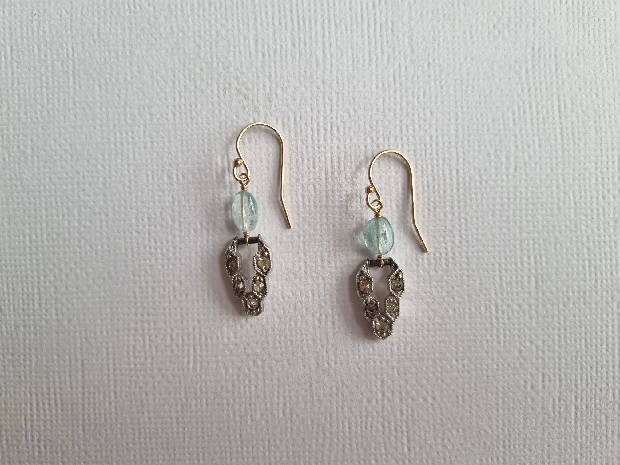 dance in Deco | Art Deco aquamarine rhinestone earrings