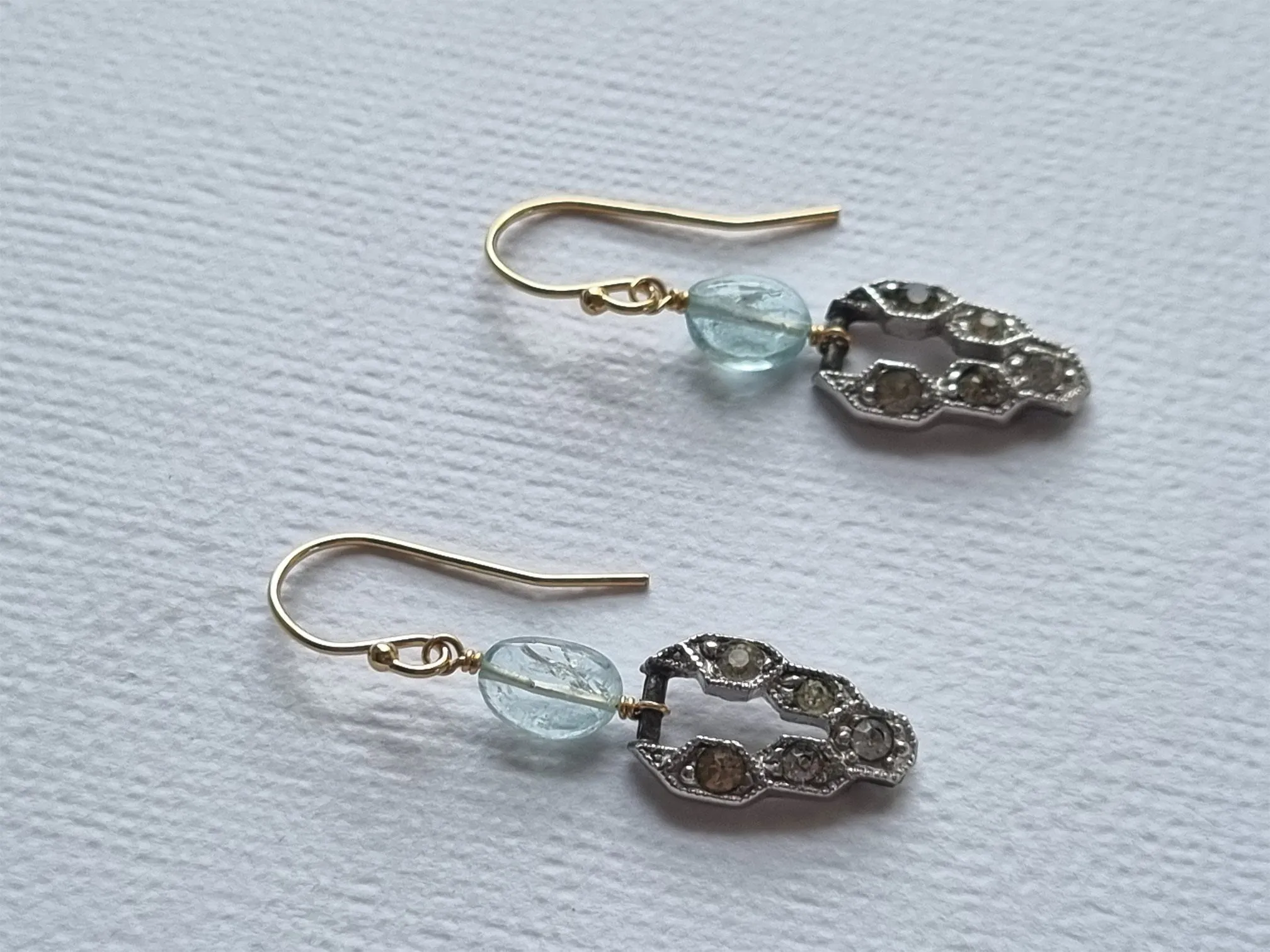 dance in Deco | Art Deco aquamarine rhinestone earrings