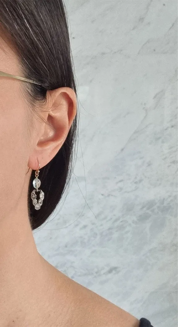 dance in Deco | Art Deco aquamarine rhinestone earrings