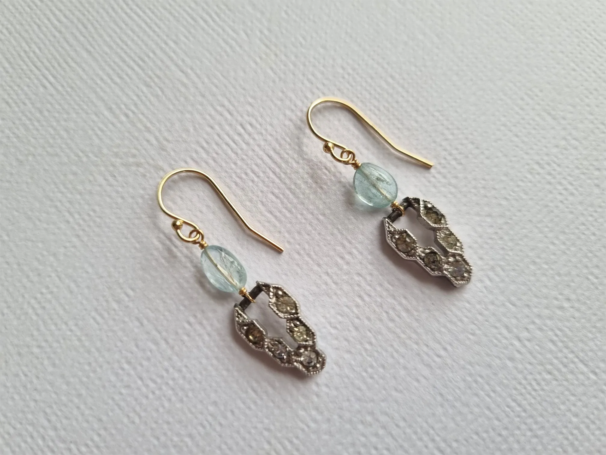dance in Deco | Art Deco aquamarine rhinestone earrings