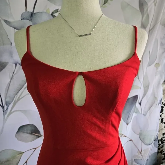 DB STUDIO | Crepe Keyhole Sheath with Side Slit in Poppy sz 2