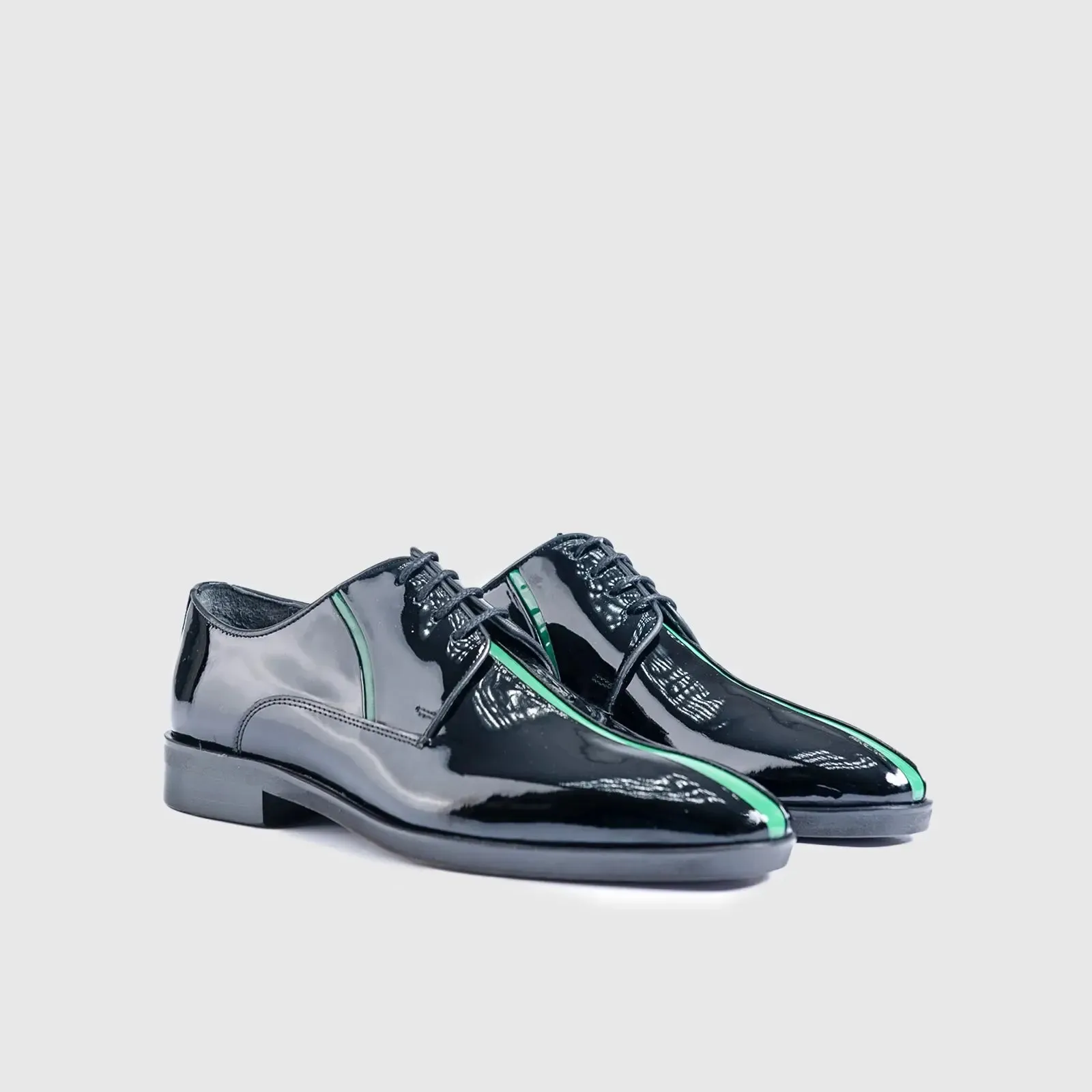 Dress Oxfords 2-690 Black Patent-Green