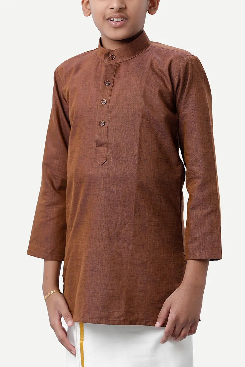 Exotic - Dark Brown Kurta For Kids | Uathayam