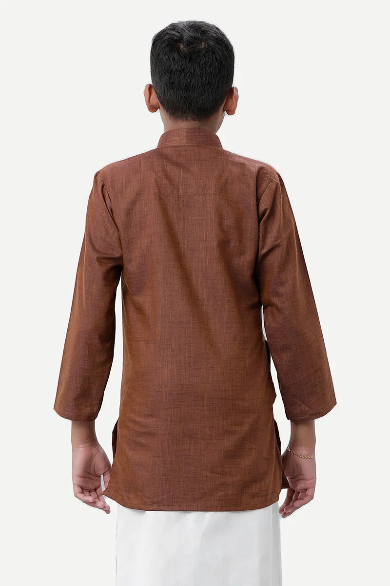 Exotic - Dark Brown Kurta For Kids | Uathayam