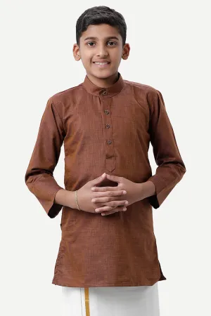 Exotic - Dark Brown Kurta For Kids | Uathayam